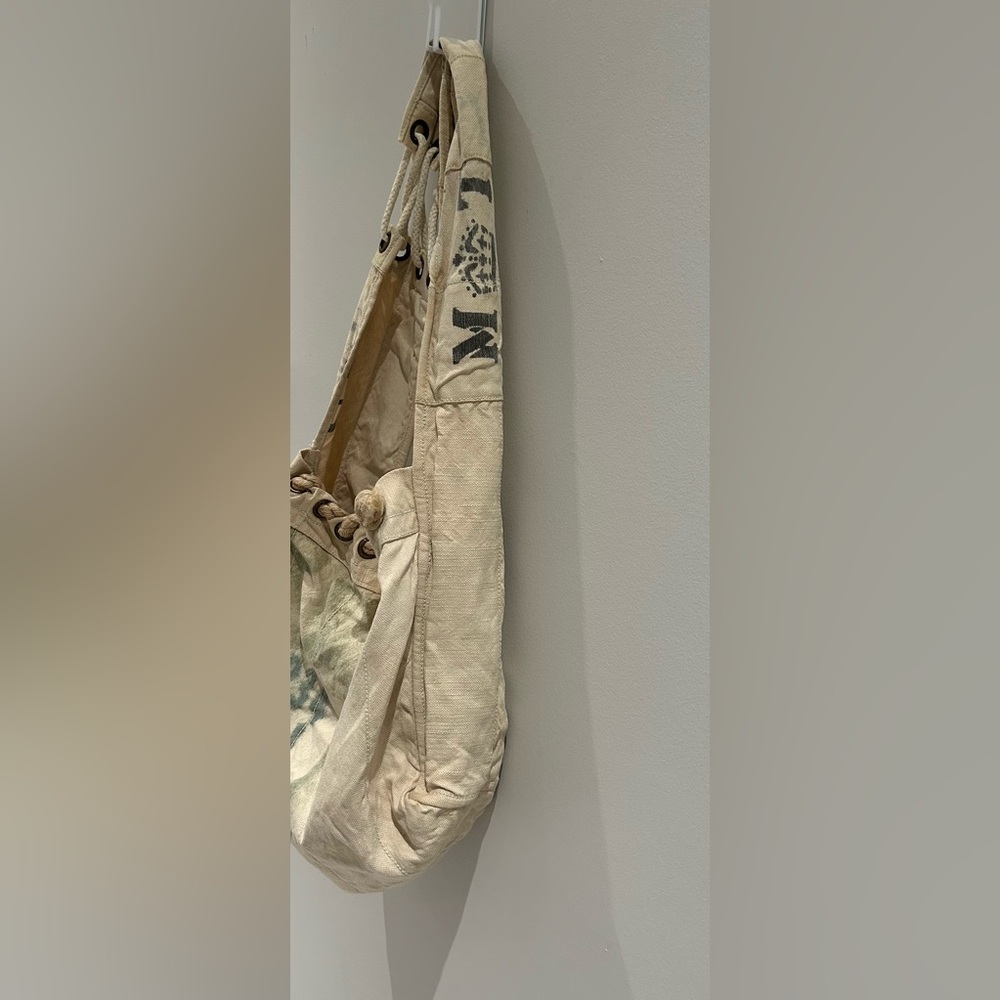 We The Free- Sailcloth Carrier Delivery Bag in Cream and Green - Picture 2 of 14